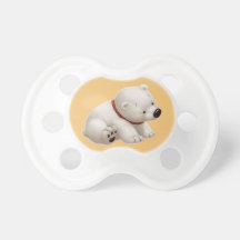 Сharming baby polar bear  (orange pacifier)