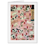 其のまま地口猫飼好五十三疋（上）, 国芳 Cats(1), Kuniyoshi, Ukiyo-e Greeting Card