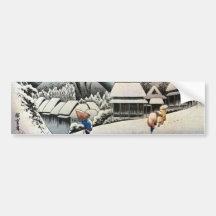 夜の雪景色, 広重 Night Snow Scene, Hiroshige Bumper Stickers