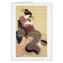 女, femme de 国貞, Kunisada, Ukiyo-e Carte De Vœux