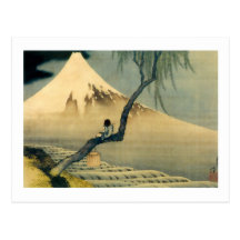 富士と少年, 北斎 Mount Fuji and Boy, Hokusai, Ukiyo-e Postcards