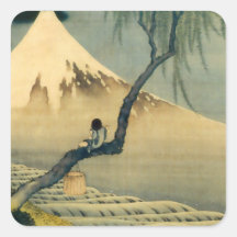 富士と少年, 北斎 Mount Fuji and Boy, Hokusai, Ukiyo-e Stickers