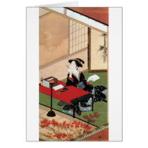 手紙を書く女, 春章 Woman Writing a Letter, Shunsho Greeting Cards