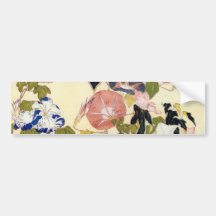 朝顔, 北斎 Morning Glory, Hokusai, Ukiyo-e Bumper Stickers