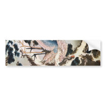 松に鶴, 北斎 Cranes on Pine Tree, Hokusai, Ukiyo-e Bumper Sticker