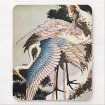 松に鶴, 北斎 Cranes on Pine Tree, Hokusai, Ukiyo-e Mouse Pads