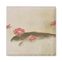 椿と鯉, 速水御舟 Camellia and Carp, Gyoshū Refrigerator Magnet