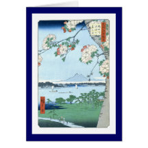 歌川広重「隅田川水神の森真崎」 Suijin Shrine, Massaki Hiroshige Cards