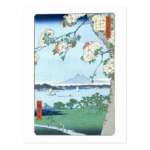 歌川広重「隅田川水神の森真崎」 Suijin Shrine, Massaki Hiroshige Postcards