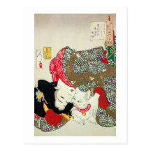猫が好き, chats d'amour du 芳年 I, Yoshitoshi, Ukiyo-e Carte Postale