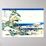 礫川雪の旦 Tea house 葛飾北斎 Hokusai Print