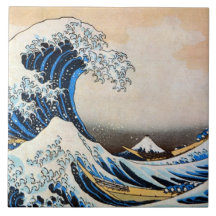 神奈川沖浪裏, grande vague de 北斎, Hokusai, Ukiyo-e Carreau