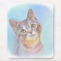 見上げる子猫　キジトラ　サバトラ マウスパッド