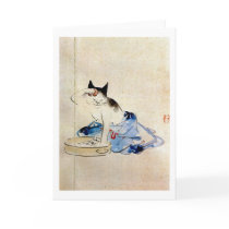 顔を洗う猫, 広重 Cat Face Wash, Hiroshige
