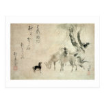馬の家族, 北斎 Family of The Horse, Hokusai, Sumi-e Postcards