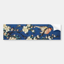 鳥と枝垂桜, 北斎 Bird and Weeping Cherry Tree, Hokusai Bumper Stickers