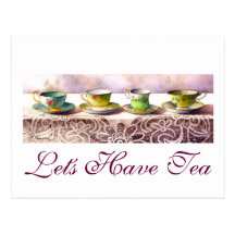 0001 Row of Teacups Postcard