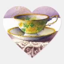 0001 Teacup on Lace Stickers