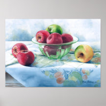 0002 Apples in Green Glass Bowl Art Print