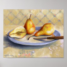 0012 Pears & Knife on Platter Art Print