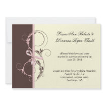 01 Pink Brown Cream Floral Swirls Post Weddi Invites