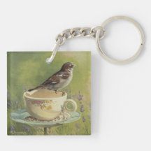 0470 Sparrow Key Chain Square Acrylic Keychains