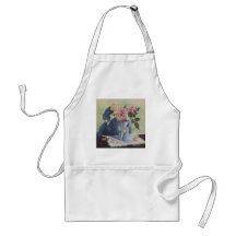 0476 English Roses in Blue Pitcher Apron