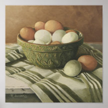 0497 Eggs in Antique Green Bowl Art Print