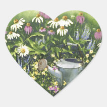 0530 Cone Flowers & Watering Can Heart Stickers