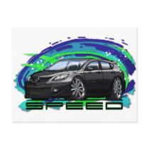 07-09 Speed3_Black Postcard