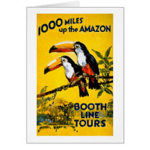 1000 Miles Up The Amazon- Vintage Travel Poster Card