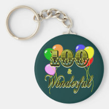 100 and Wonderful Birthday Gifts & Apparel Keychains
