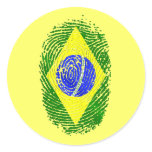 100% Brazilian DNA fingerprint Brasil pride gifts Stickers