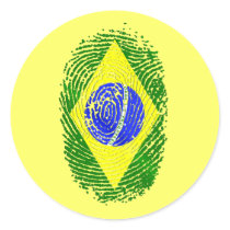100% Brazilian DNA fingerprint Brasil pride gifts Stickers