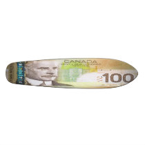 100 Canadian Dollar Bill Skateboard Oldschool