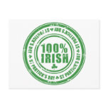 100% Irish St Patrick's Day - Ireland Stamp Beer Postcard