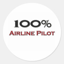 100 Percent Airline Pilot Round Sticker