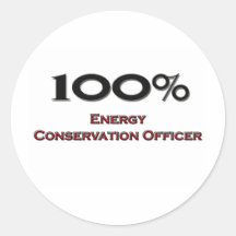 100 Percent Energy Conservation Officer Round Stickers