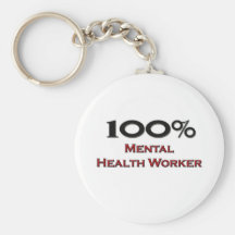 100 Percent Mental Health Worker Keychain