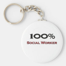 100 Percent Social Worker Keychains