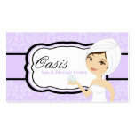 100 Purpl Damask Spa Therapy Massage Business Card