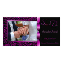 100 Rosettes Photo Wedding Card - Amethyst Personalized Photo Card
