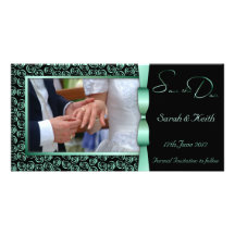 100 Rosettes Photo Wedding Card - Aquamarine Custom Photo Card