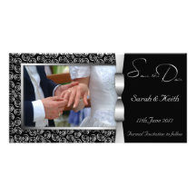 100 Rosettes Photo Wedding Card - Silver Photo Cards