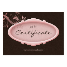 /100 Salon Gift Certificate Spa Floral Pink Brown Business Cards