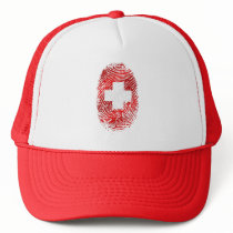 100% Swiss DNA fingerprint Switzerland flag gifts Trucker Hats