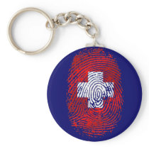 100% Swiss DNA fingerprint Switzerland flag gifts Key Chains