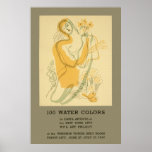 100 Water Colors Poster