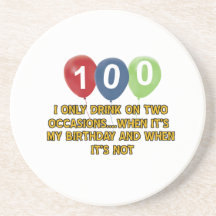 100 year old birthday designs beverage coasters