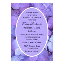 100th Birthday Party Invitation -- Hydrangeas invitations